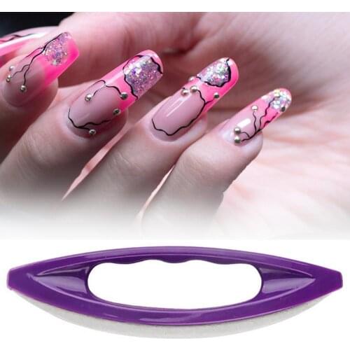 Nail Art Manicure Leather Buffer Nail Buffing Brush w Wax Polishing for Nail Tips Varnish Tools Purple Sheepskin Brush Polisher