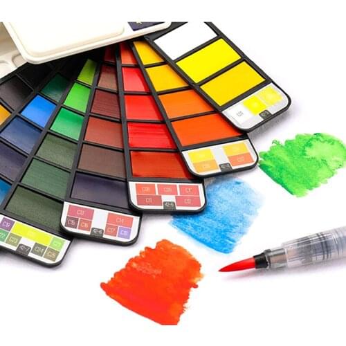 Superior 18/25/33/42colors Solid Watercolor Paint Set With Water Brush Pen Portable Water color Pigment For Drawing Art Paint