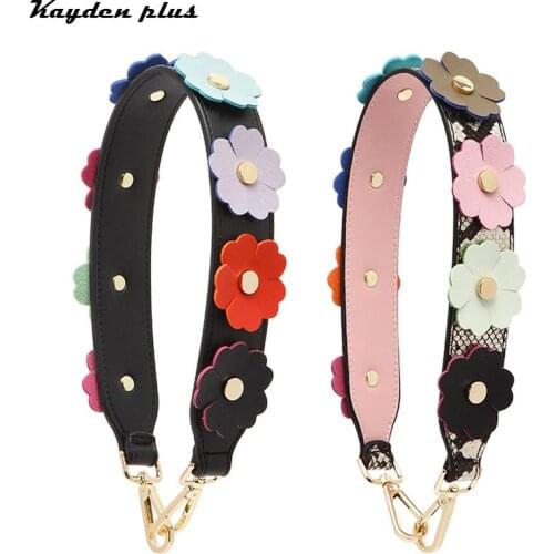 Leather Flower Wide shoulder Strap Beautiful Bag Belt Portable Replacement Snake Strap Handmade Decoration Accessories