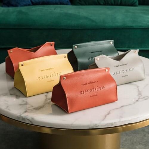 Leather Tissue Box Car Toilet Pumping box Simple Home Living Room Decoration Bedroom Kitchen Desktop Nordic Large Storage Box