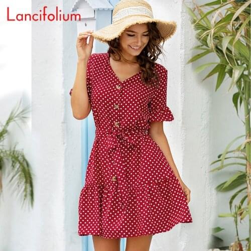 Летние платья в горошек Lancifolium China At AliExpress