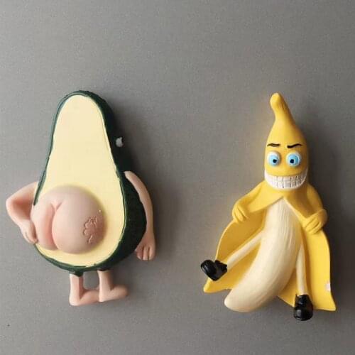 3D Resin Catoon Fridge Magnet Banana Message Borad Magnetic Sticker Rrfrigerator Sticker Kitchen Deocration Funny Gift Children