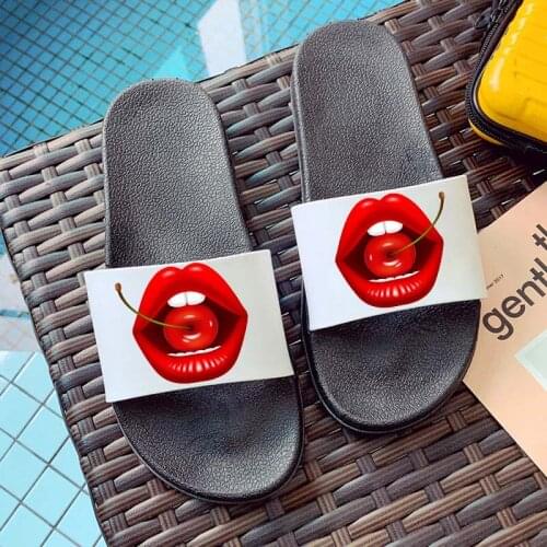 Fashion Summer Slippers Women Lovely Lips Beach Slippers Indoor Home Slippers Beach Flip Flops Flat Slides Sandal