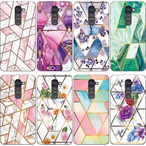 Geometric Marble Soft Phone Case for LG Optimus G2 D802 D805 D801 D800 D803 LS980Funda Glossy Silicone Phone Back Cover Shell