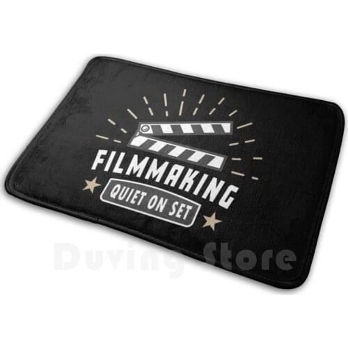 Movies Filmmaker Quiet On Set Mat Rug Carpet Anti-Slip Floor Mats Bedroom Filmmakers Action Camera Clapper Board Directing