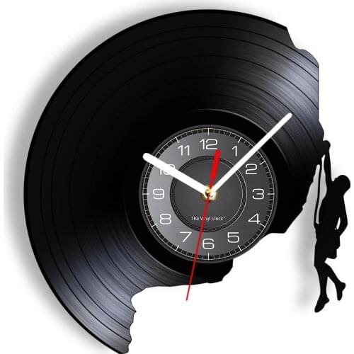 Climbing Vinyl Disk Crafts Wall Clock Silent Movement For Living Room Mountaineering Lover Climber Hiking Adventure Home Decor