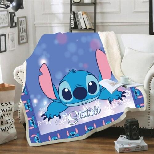 Lilo & Stitch 3D Printed Sherpa Disney Blanket Thows Couch Quilt Cover Travel Bedding Plush Throw Fleece Blanket Bedspread