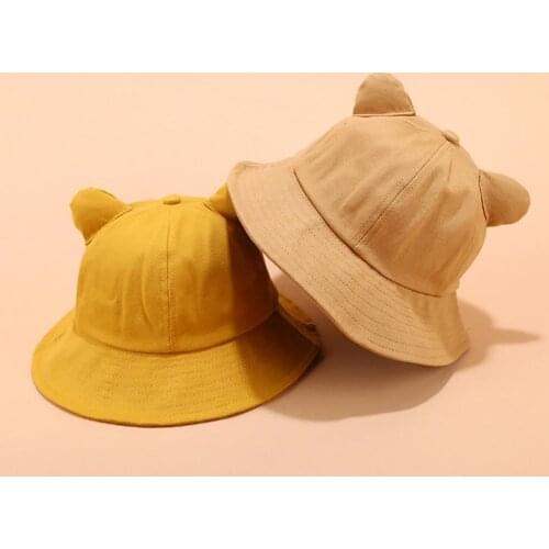 Women Fashion Bucket Hat New Summer Hat Animal Ears Solid Color Women Fisherman Hat Folding Outdoor Bucket Cap Outdoor