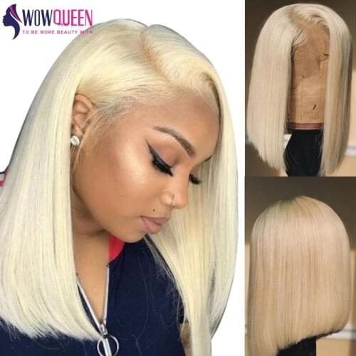Short Human Hair Wig Straight Blonde Lace Front Wig 613 Lace Front Wig Pre Plucked Brazilian Straight Bob Wig With Baby Hair
