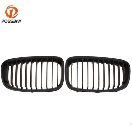 POSSBAY Front Hood Center Grilles for BMW 1-Series F20 5-door 118dX/118i/120d 2011-2015 Pre-facelift Matte Black Grille Cover