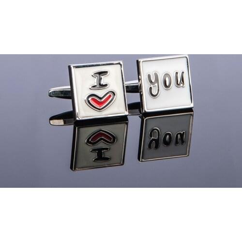 Romantic Enamel Square Cufflinks I Heart You Cuff Button Love Theme Jewelry For Wedding Groom Lovers Party Husband Gift