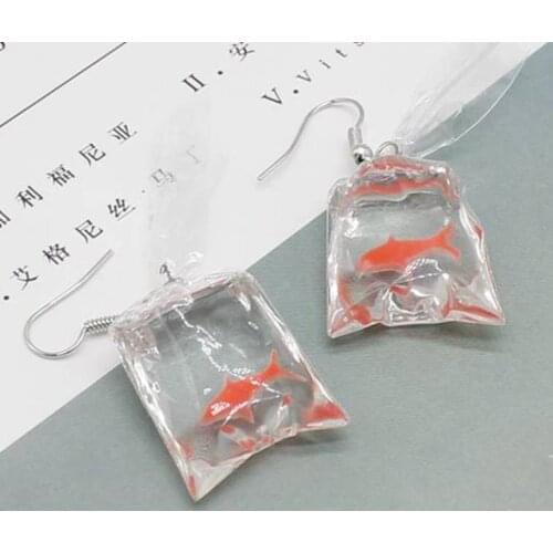 1 pair of women koi fish water bag pendant earrings new fashion girl funny clown earrings party decoration gifts