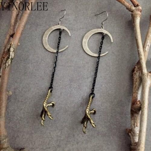 Gothic Claw WitchsThe Beast Comes At Night Moon Earrings Drop Crescent Darkly The Sacred Punk Jewelry Statement Women Gift