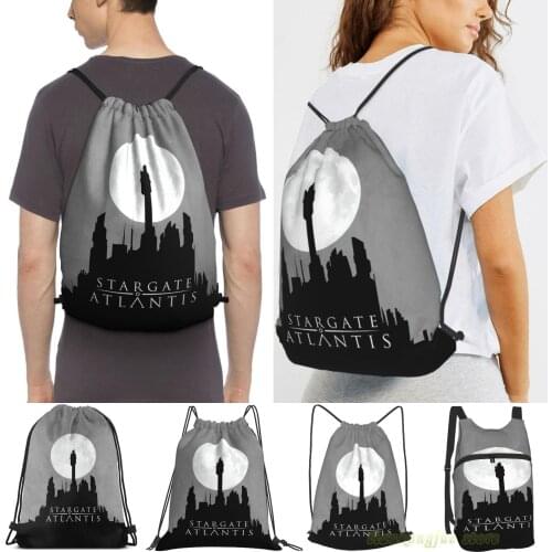 Stargate Atlantis Night Sky Men Outdoor Travel Gym Bag Waterproof Drawstring Backpack Women Fitness Swimming Bag
