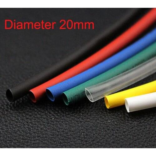 Ratio 2:1 Black/Red/Yellow/White/Clear/Greed/Blue Polyolefin 20mm Dia Heat Shrink Shrinkable Tube 10M