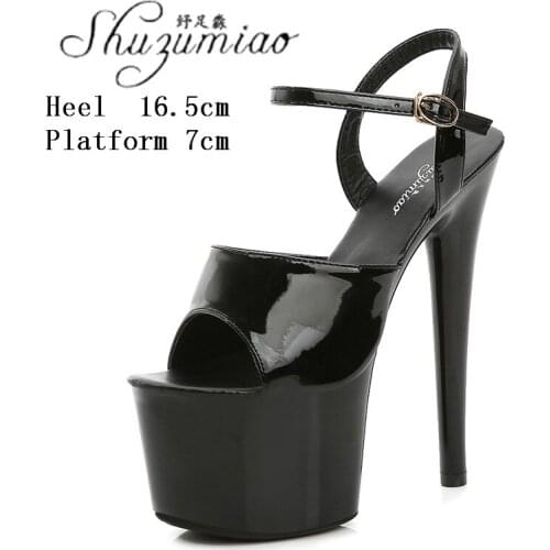 Pole Dancing Shoes Sexy Party Club Model Catwalk T Stage Super High Heel Sandals 17 CM Nightclub Platform Wedding Womens Shoes