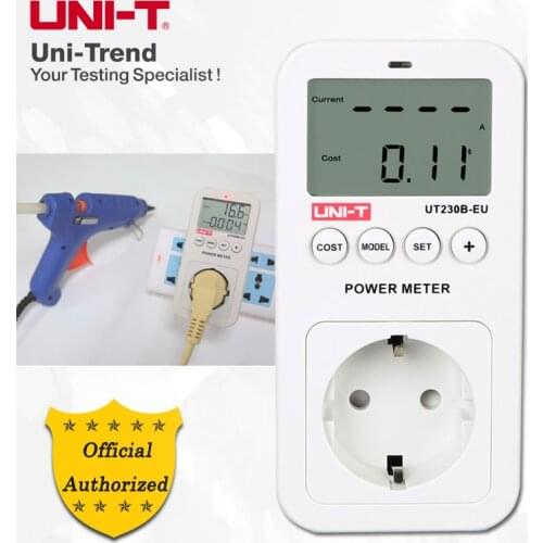 UNI-T UT230B-EU Power Socket; voltage/current/time/ power consumption digital power meter, LCD Energy Consumption Monitor