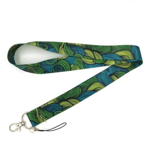 Vintage Green Thread pattern Keychain Lanyards Id Badge Holder ID Card Pass Gym Mobile Phone Badge Holder Key Strap webbings