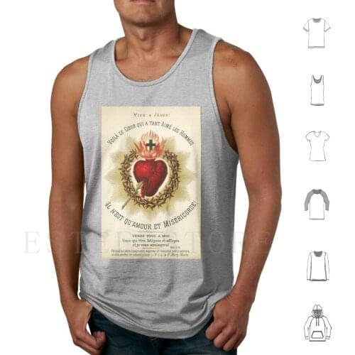 Most Sacred Heart Of Jesus-French Vintage Tank Tops Vest Sleeveless Jesus Christ Jesus Christ Christian Cross Christian