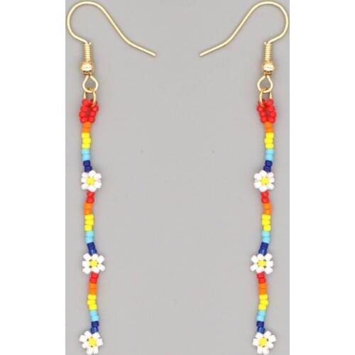 Go2Boho Daisy Flower Earring Drop Dangle Long Earrings For Women Jewelry Summer Beach 2021 Trend Rainbow Statement Pendientes