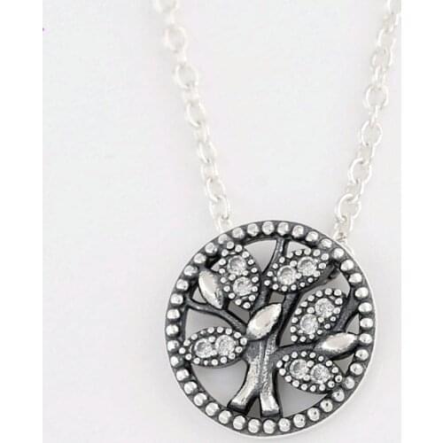 Original Tree Of Life With Crystal Necklace For 925 Sterling Silver Necklace Bead Charm Women Wedding Gift Europe Diy Jewelry