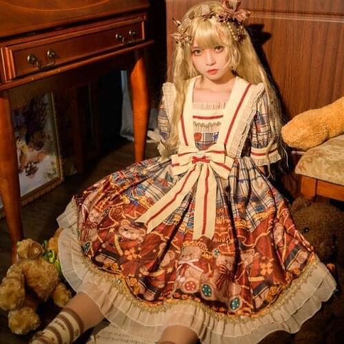 MAGOGO Summer Short Sleeve Lolita Dress Costume Women New Fashion Soft Girls Bow Dress 2Colors Size S-L
