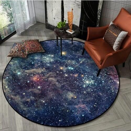 Starry Universe Carpet Living Room Round Rug Bedroom Non Slip Chair Mats