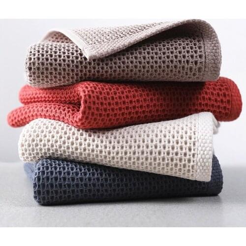 1PC 100% Cotton Hand Towels For Adults 34x34cm Plaid Hand Towel Face Care Magic Bathroom Sport Household Non-disposable Towel