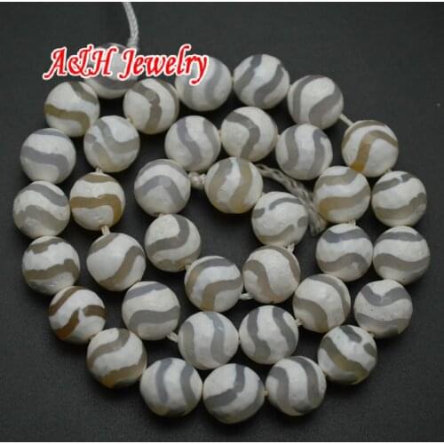 2strands White Color Wave White Veins Dzi Beads Fashion Jewelry Making Materials Faceted Ball