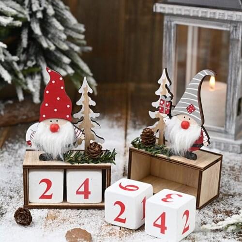2021 Advent Calendars Christmas Decorations Santa Claus Wooden Ornament Creative Props Decoration Calendar Pendant