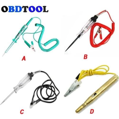 4 Types 6V-24V Car Circuit Tester Probe Light System Test Probe Lamp Auto Light Lamp Voltage Test Pen Detector Copper Tester