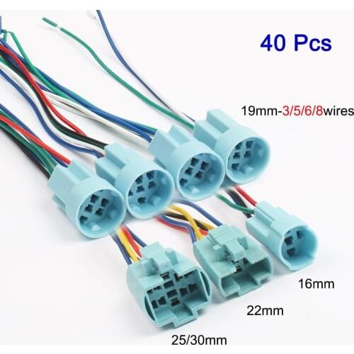 40pcs 16/19/22/25mm Connector Power Cable Socket For Metal Push Button Switch Wiring 3-6 wires Stable Lamp Light Terminals base