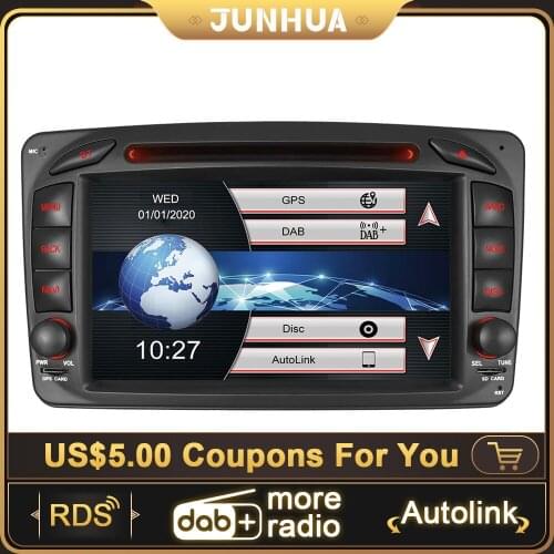 JUNHUA Built-in DAB+ Autolink Car Radio DVD SWC BT RDS Navigation For Mercedes-Benz C/CLK Class W203 W209 Viano Vito
