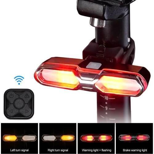 Wireless Remote Control Bicyle Lamp 6 Modes Bike Turning Singal Warning Lamp USB Rechargeable MTB Cycling Taillight