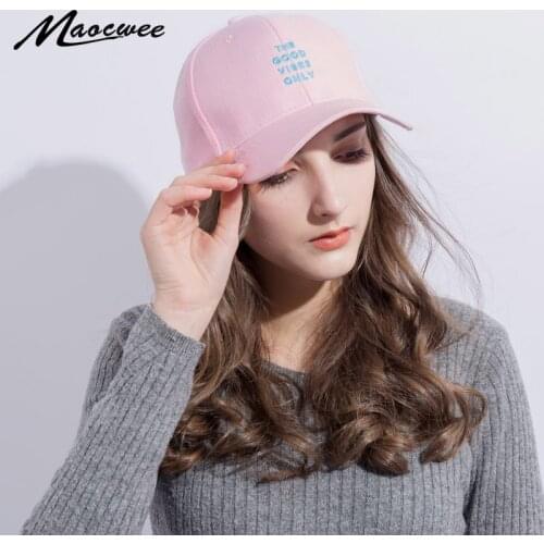 The good vibes only Letter Embroidery Women Girl Baseball Cap Travel Sunscreen Female Hats Summer Ladies Pink Snapback Caps