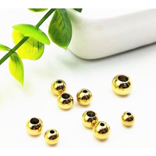 20pcs Gold color Stainless Steel Loose Beads Spacer Beads 4/5/6/8/10mm For DIY Bracelet & Necklace Accessories Jewelry Making