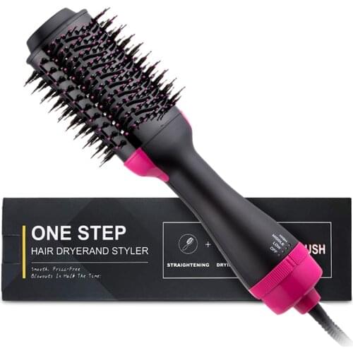 1000W Hair Dryer Hot Air Brush Styler and Volumizer Hair Straightener Curler Comb Roller One Step Electric Ion Blow Dryer Brush