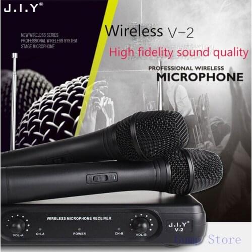 JIY Professional karaoke Dual Wireless Microphone mixer audio radio handheld studio Microphone for speaker karaoke computer home