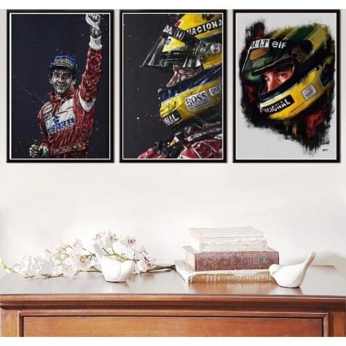 Ayrton Senna Formula Legend Star Champion Race Car Canvas Painting Vintage Poster and Prints Wall Art Picture for Home Decor