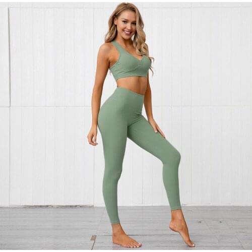 2 Piece Sets Womens Outfits Fitness Clothing Yoga Set Active Wear Women Seamless Sets Cropped Top