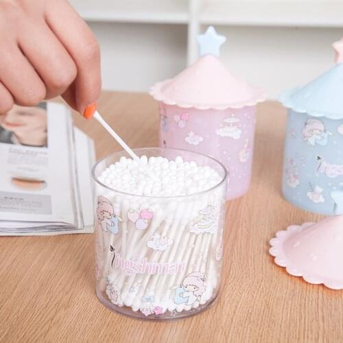 Cartoon Gemini Makeup Cotton Swab Storage Box With Lid Toothpick Holder Desktop Storage Container Large Capacity Toothpick Box