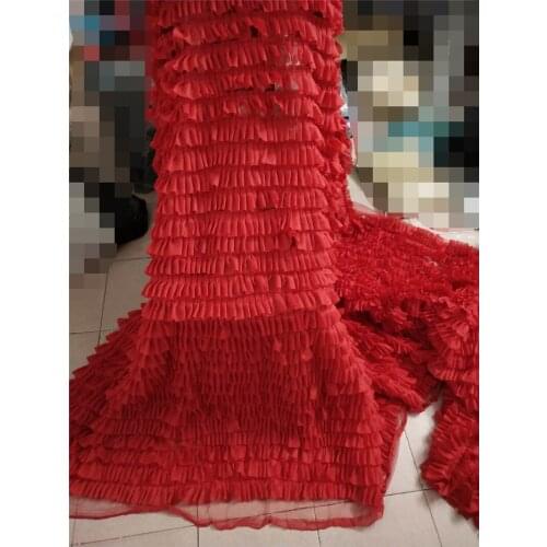 Red color pretty embroidered tulle lace fabric with YG-854 tulle net material for wedding dress
