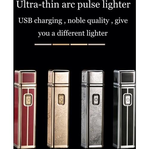 Boutique long arc fashion multicolor creative metal usb rechargeable lighter