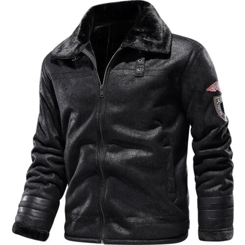 Mens Winter Down Jacket Warm Hoodle Sheepskin Aviation Genuine Leather Bomber Jacket Men Real Flights Black Aviator Pilot Coat