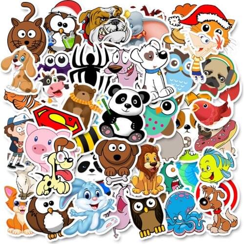 50pcs Animal Stickers Pack For On The Laptop Fridge Phone Skateboard Travel Suitcase Cute Cartoon Sticker