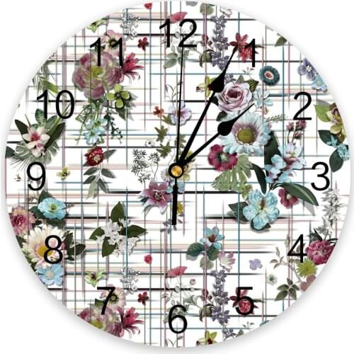 Floral Tile Flower 3D Wall Clock Modern Design Living Room Decoration Kitchen Clock Art Wall Watch Home Decor