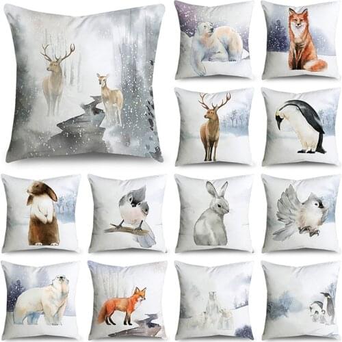 Cute cartoon animal print pillowcase polyester fiber soft car sofa home decoration pillow cushion cover 18 x 18 Inch 45 x 45 cm