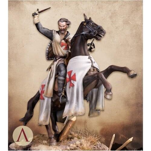 Unpainted Kit 1/24 75mm Mounted Templar Knight Crusades Era 75mm Resin Figure miniature garage kit