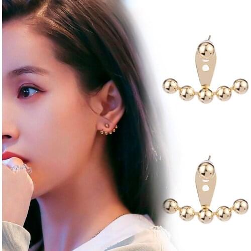 New Summer Fashion Jewelry Women Simple Elegant Earrings Cute Beautiful Sliver Copper Zircon Five Balls Studs