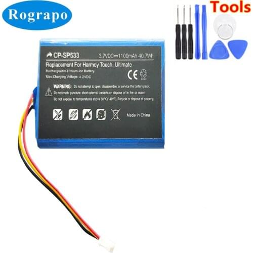 New Battery For Logitech Harmony Touch Ultimate Accumulator 3.7V 1100mAh Full Replacement Batterie 3-wire Plug+tools